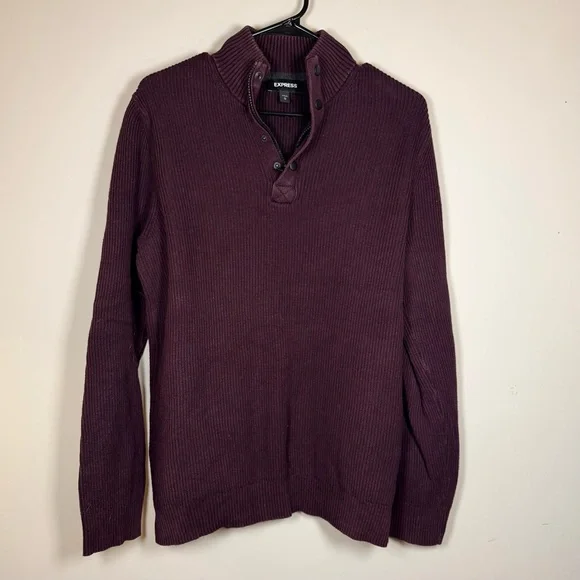 Express Men's Dark Purple Zip Up Sweater - Picture 1 of 8
